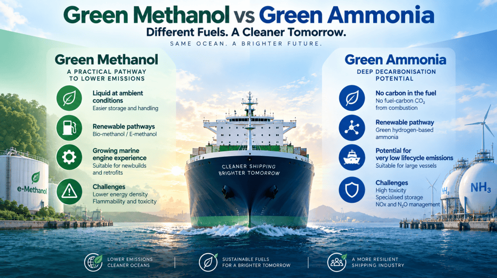 Green Methanol vs Green Ammonia: Which Fuel Is Better for&nbsp;Shipping?